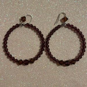 Tarina Tarantino Purple and Brown Hoop Earrings